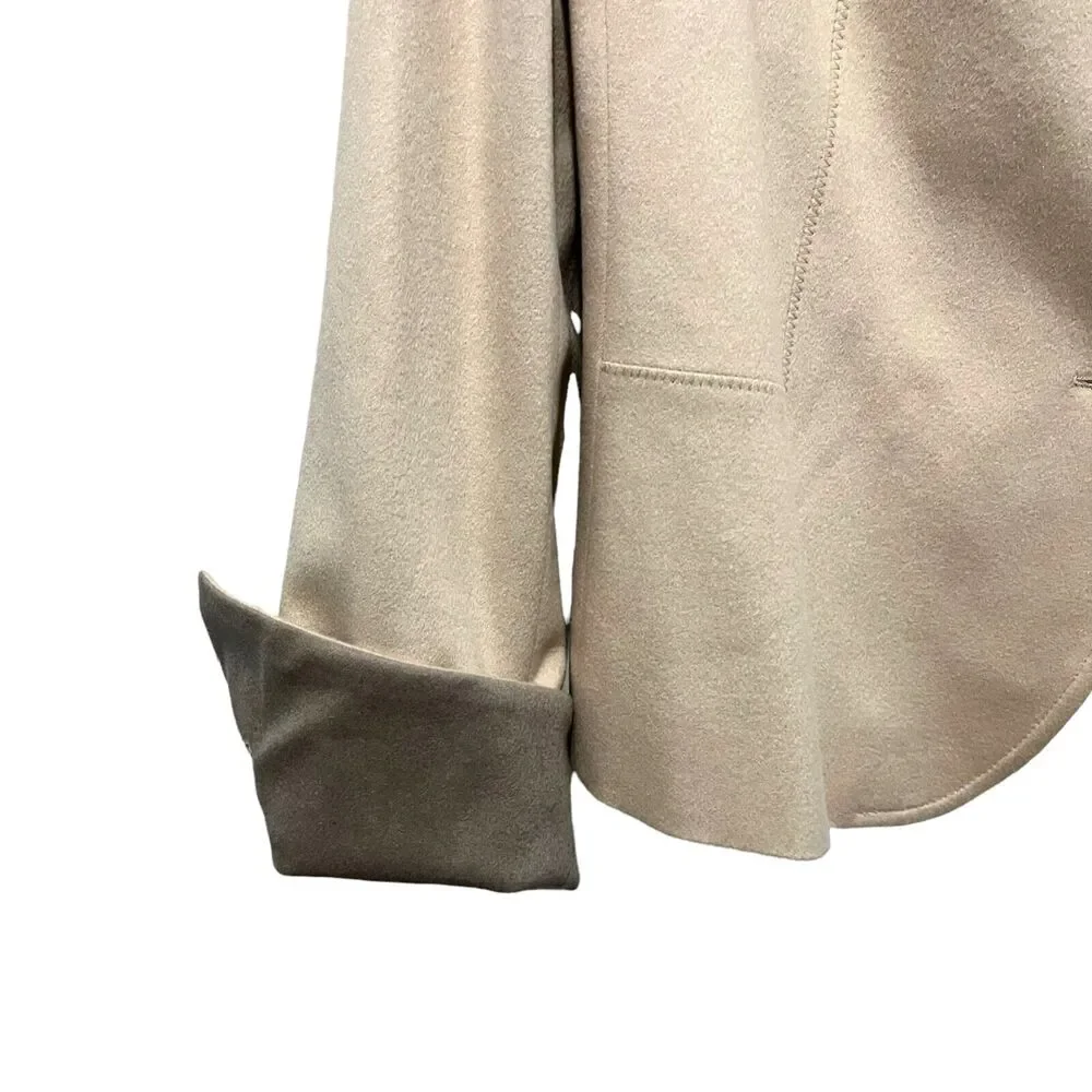 Zanella Blazer Women's Angora Wool Blend Beige Two Button Soft Fully Lined SZ 14